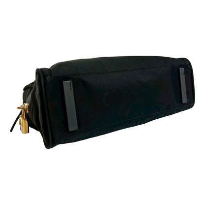 Prada Prada Triangle Logo Gold Plated Tessuto Nylon Handbag Mini Boston Bag Black 144-5