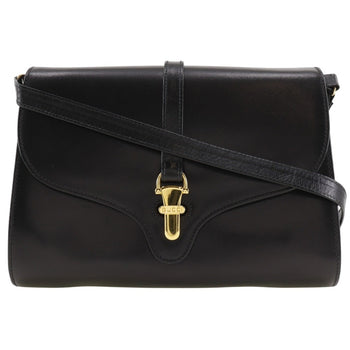 Gucci Old Gucci Shoulder Bag Clutch Calf Black 2Way Flap