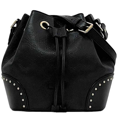 Gucci Shoulder Bag F-22751 Black Bright Diamante Shima 354229 Leather Studs 525040 Gucci Crossbody