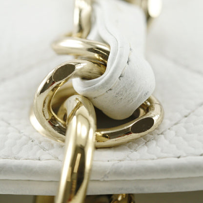 Chanel Pst Chain Tote Shoulder Bag Caviar Skin White A5 Snap Button