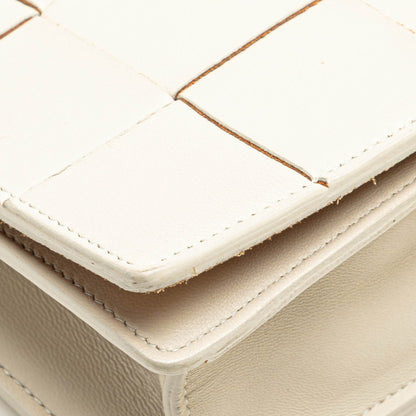 Bottega Veneta Maxi Intrecciato Cassette Crossbody Shoulder Bag 574051 Off-White Leather