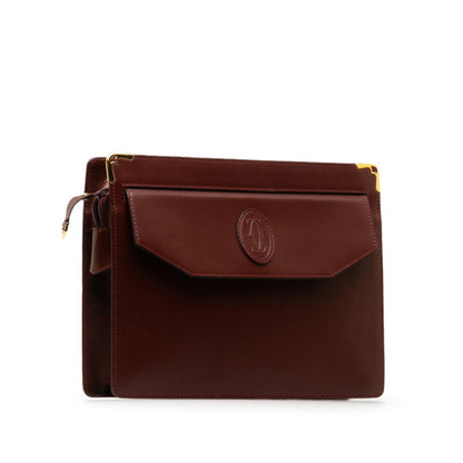 Cartier Must Line Second Bag Wine Red Leather