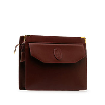 Cartier Must Line Second Bag Wine Red Leather