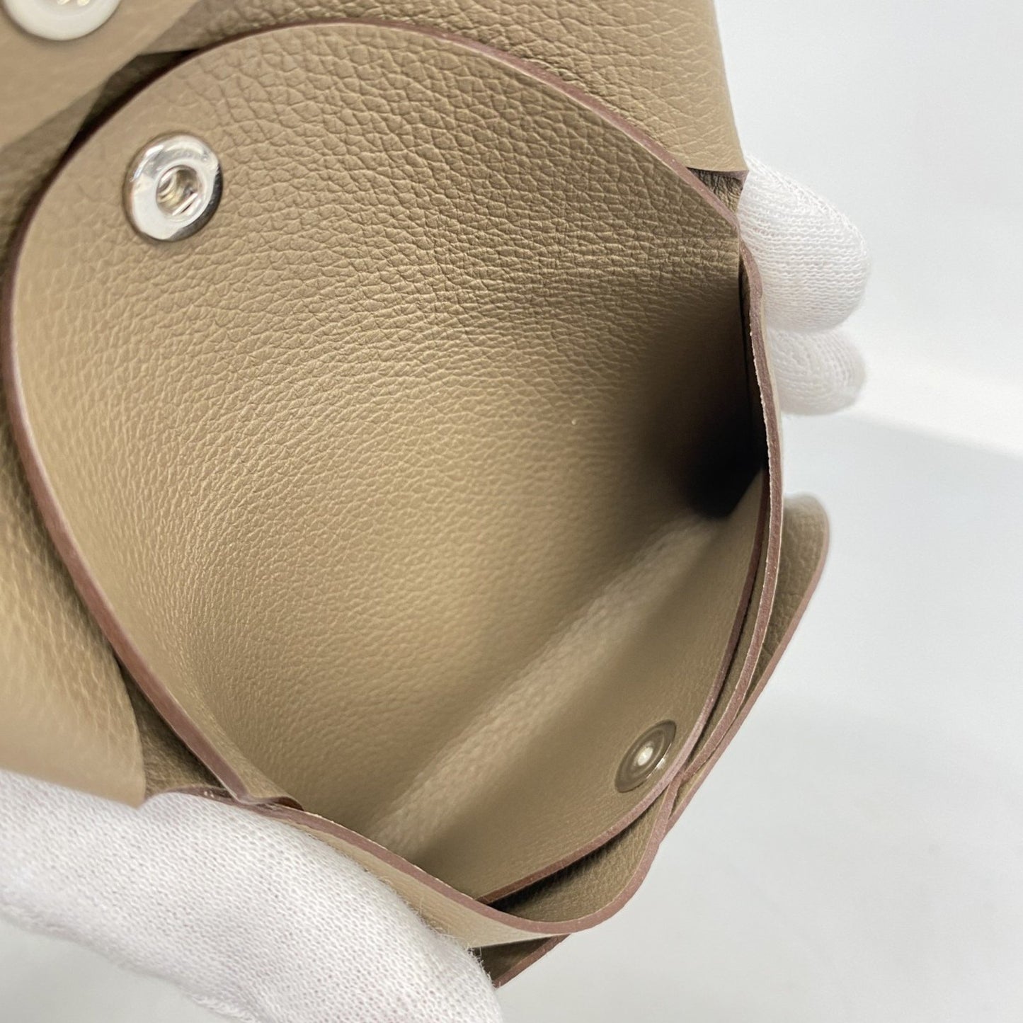 Hermes Herms Calvi Duo Evercolor Etoupe Wallet/Coin Case