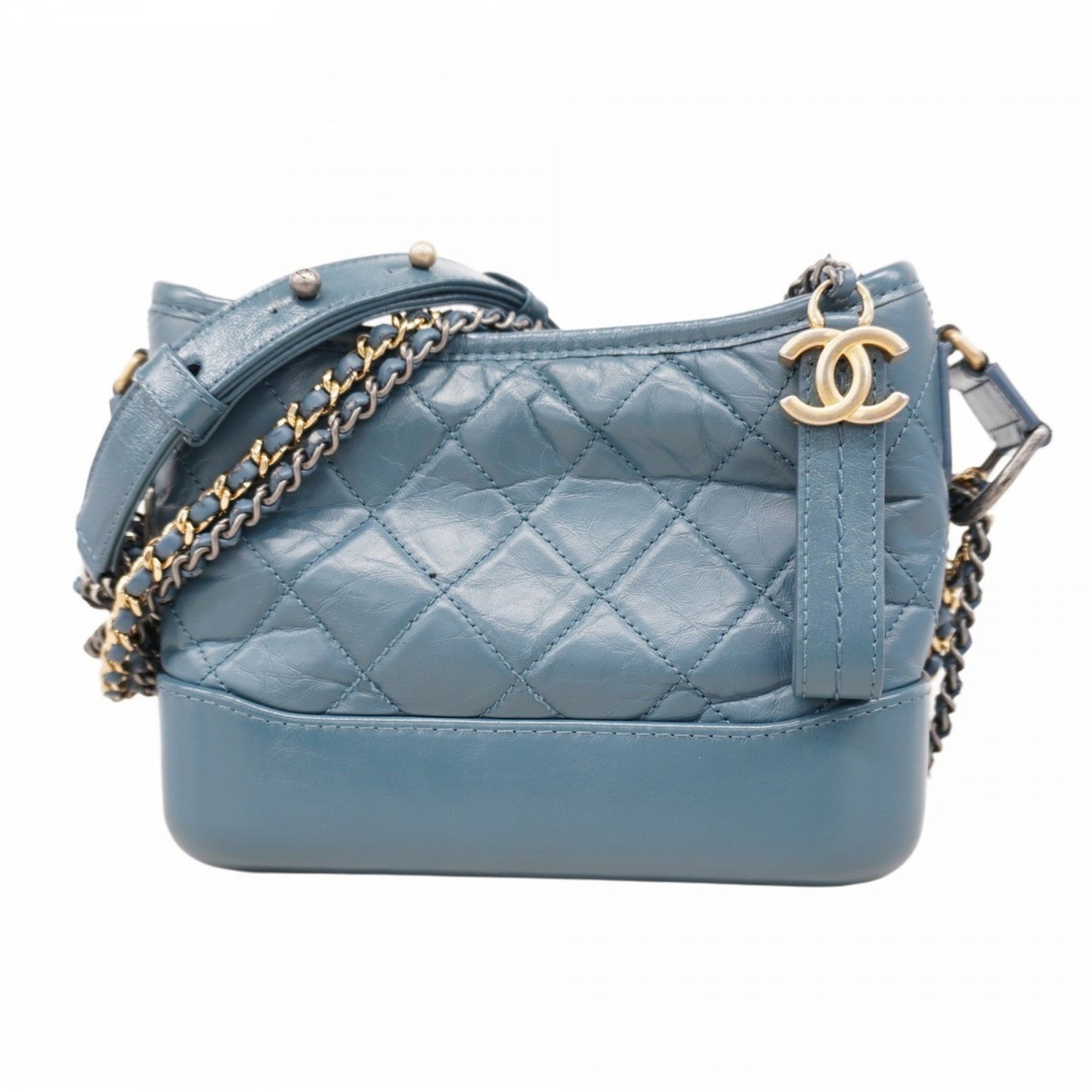 Chanel Shoulder Bag Chain Gabriel Calfskin Blue Gold