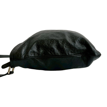 Gucci Gucci Shima Gg Logo Engraved Leather Shoulder Bag