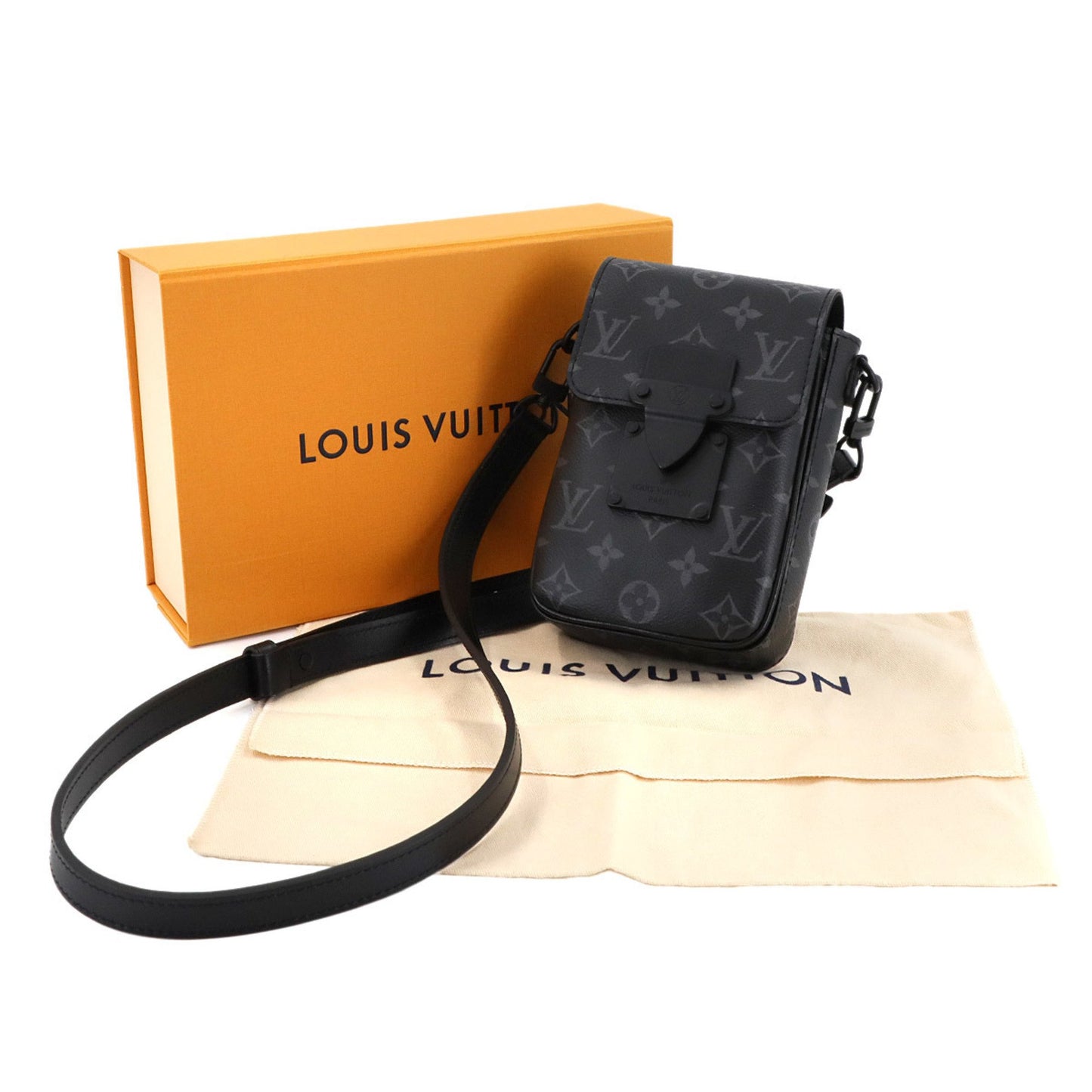 Louis Vuitton Monogram Eclipse S-Lock Vertical Wearable Wallet Shoulder Bag M82252 Rfid