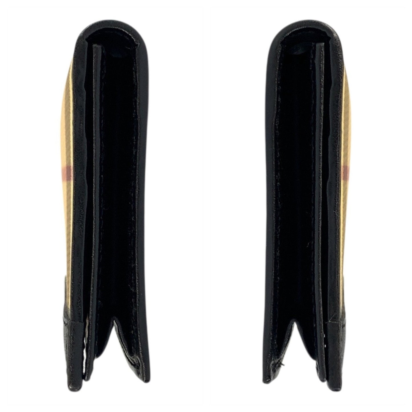 Burberry Check Pattern Beige Black Pvc Card Case Business Holder