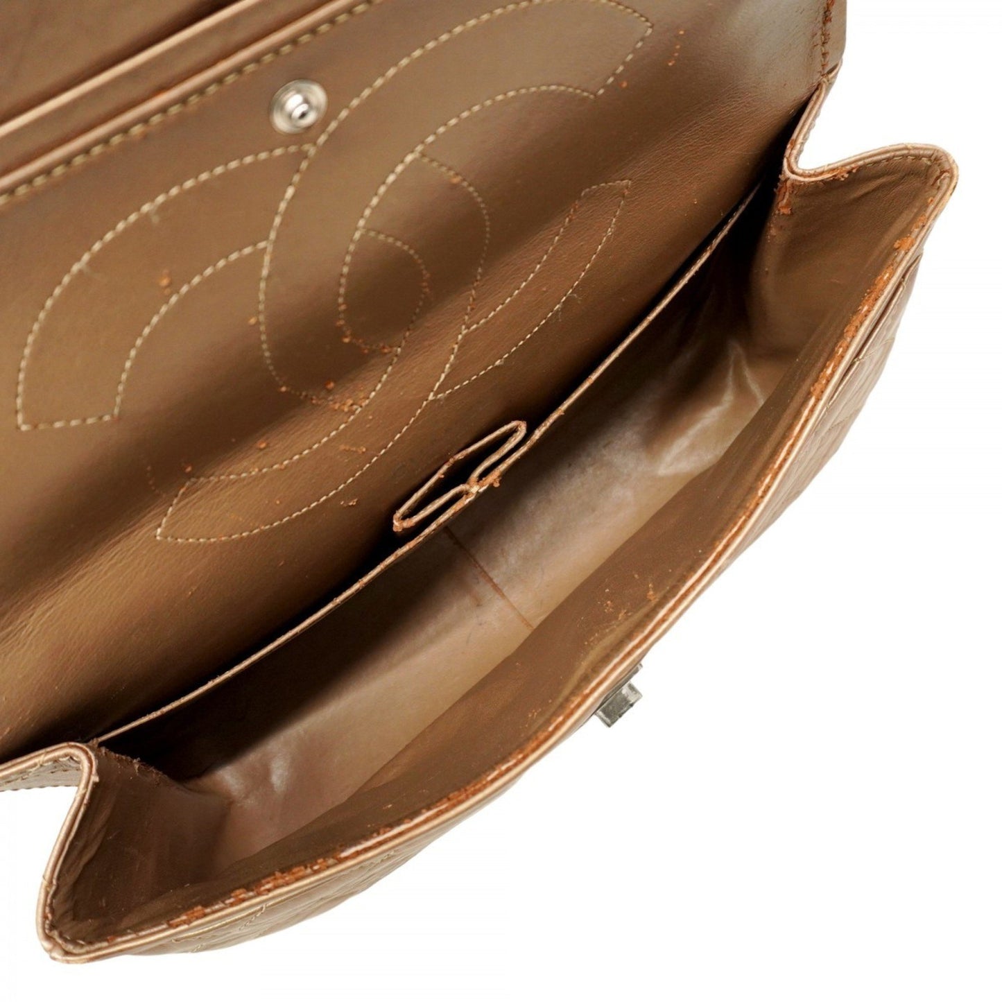 Chanel Shoulder Bag 2.55 Matelasse Double Flap Chain Lambskin Brown Gold