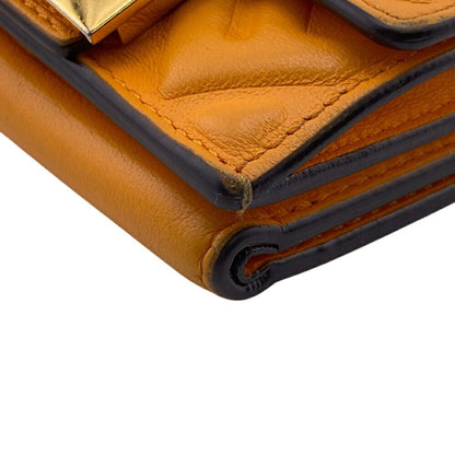 Fendi Bucket Micro Embossed Ff Tri-Fold Wallet In Orange