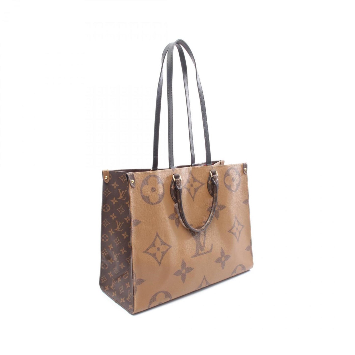 Louis Vuitton On The Go Gm Shoulder Bag In Coated Canvas And Leather With Monogram Giant Reverse