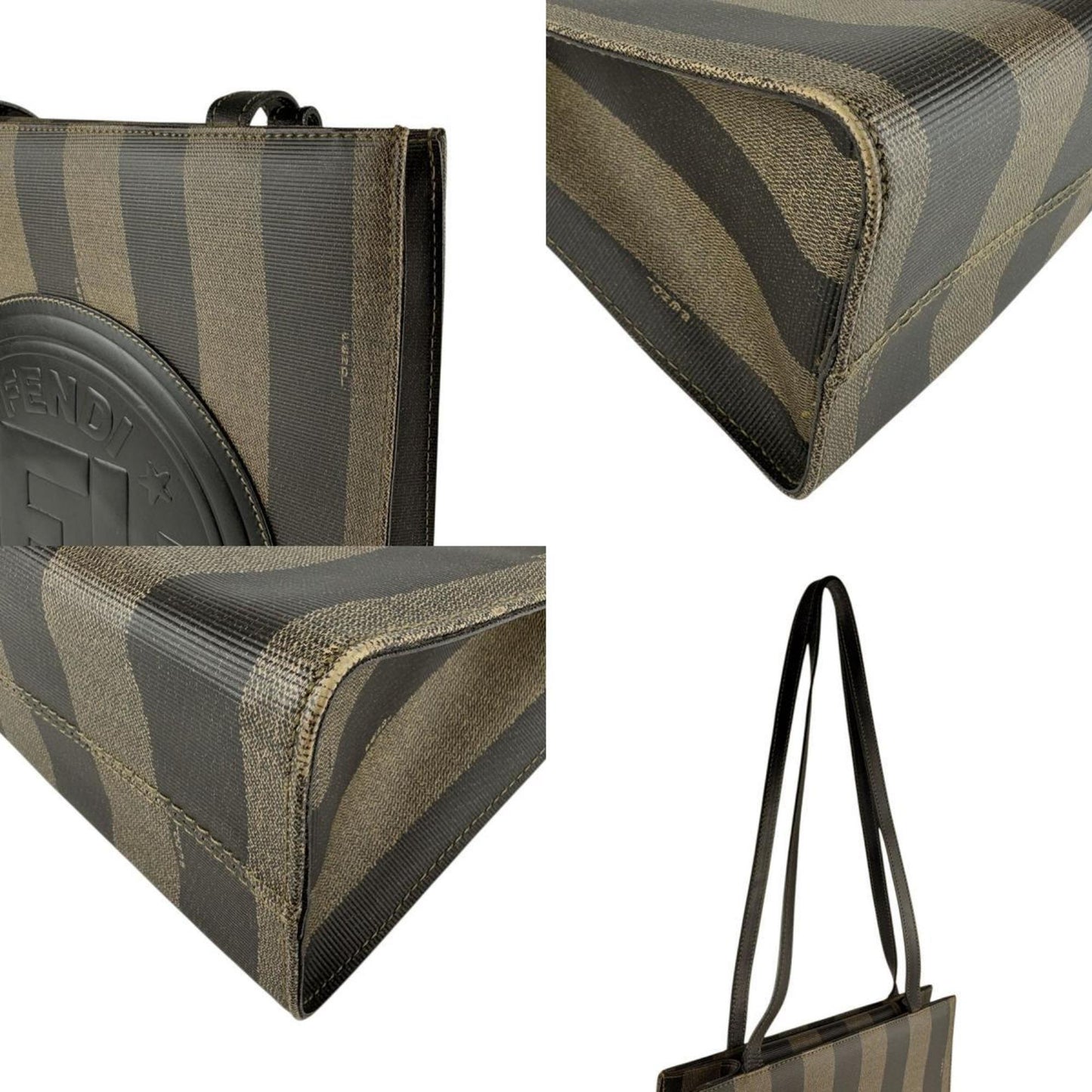 Fendi Fendi Shoulder Bag Pecan Coated Canvas Brown X Black