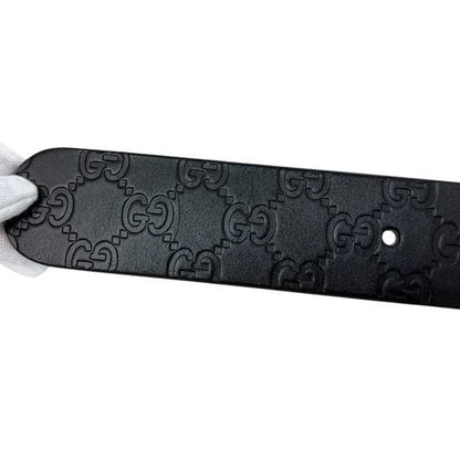 Gucci Belt Ec-24402 Black Striped 211362 479610 90 36 Waist 90Cm Leather Gucci Gg Embossed