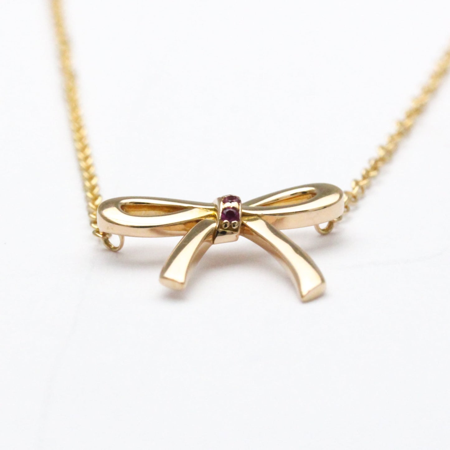 Tiffany Bow Pink Sapphire Necklace Pink Gold (18K) Sapphire Men