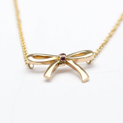 Tiffany Bow Pink Sapphire Necklace Pink Gold (18K) Sapphire Men