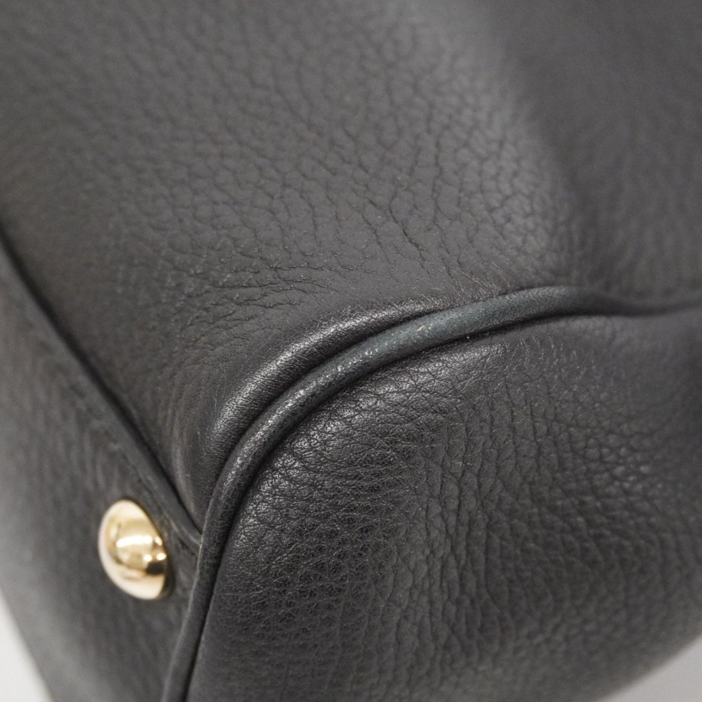 Gucci Bamboo Handbag 336032 Leather Black Champagne 2-Way Bag