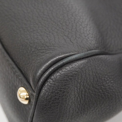 Gucci Bamboo Handbag 336032 Leather Black Champagne 2-Way Bag