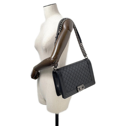 Chanel Chain Shoulder Bag Boy Large Matelasse Coco Mark Lambskin Patent Leather A92193 Chanel Black