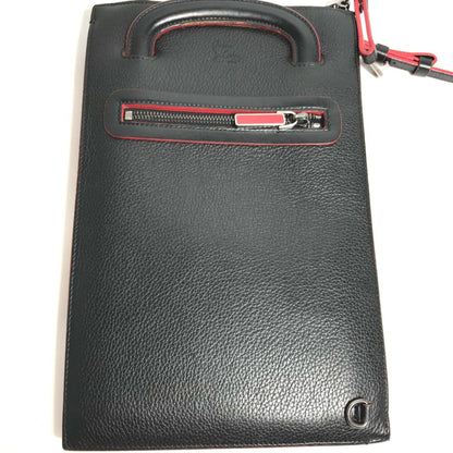 Christian Louboutin Spike Studs Clutch Bag Hand Bag Crossbody Pochette Shoulder Bag Black Red