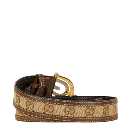Gucci Old Belt Brown Beige Leather Canvas