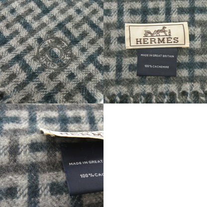 Hermes H Ecosse H394083T 06 Cashmere Green Grey Scarf 0846Hermes