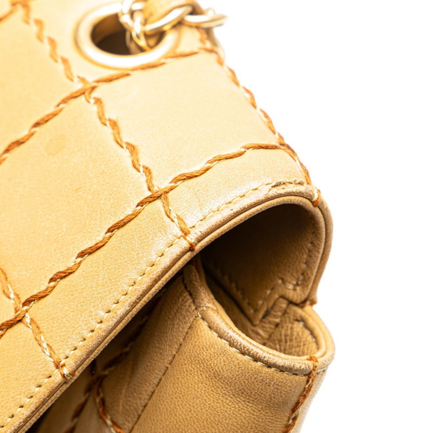 Chanel Wild Stitch Chocolate Bar Chain Shoulder Bag In Beige Lambskin