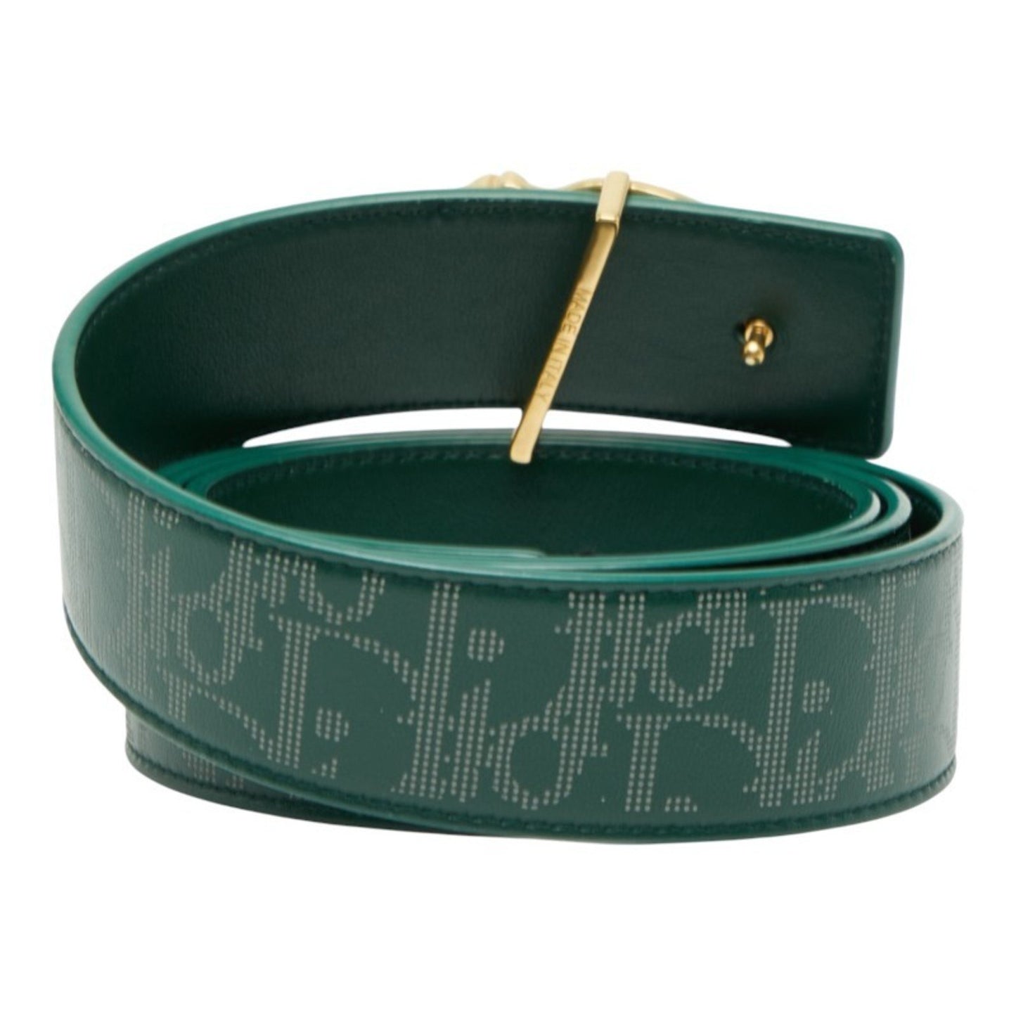 Christian Dior Dior Cd Buckle Oblique Belt Green Leather