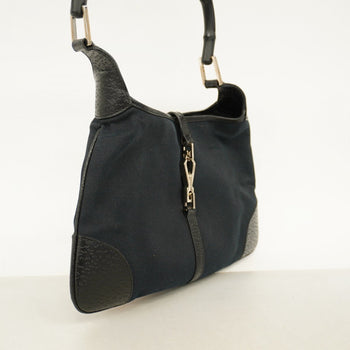 Gucci Bamboo 001 4060 Canvas Handbag Black