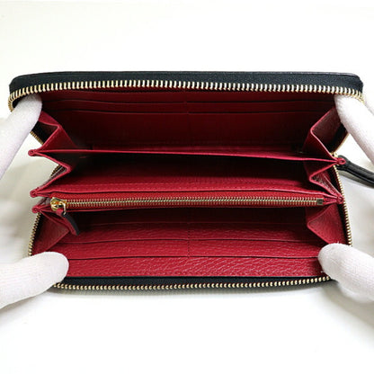 Gucci Japan Exclusive Double G Zip Around Wallet 456117 Black Round Long