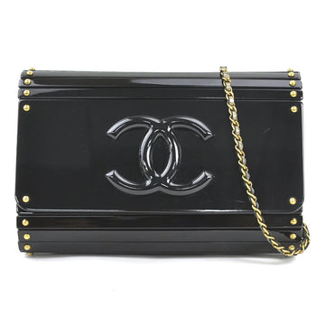 Chanel Shoulder Bag Plastic Leather Black Gold