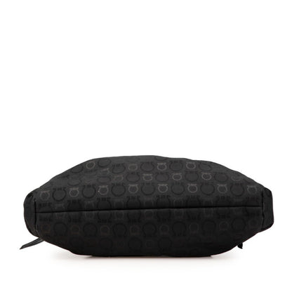 Salvatore Ferragamo Gancini Handbag Tote Bag In Black Canvas
