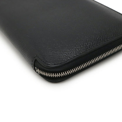 Hermes Azap Long Classic Round Wallet In Black Epsom Leather