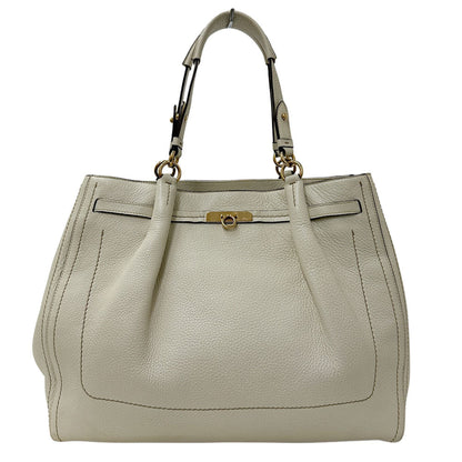 Salvatore Ferragamo Ferragamo Gancini Tote Bag In White Leather