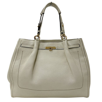 Salvatore Ferragamo Ferragamo Gancini Tote Bag In White Leather