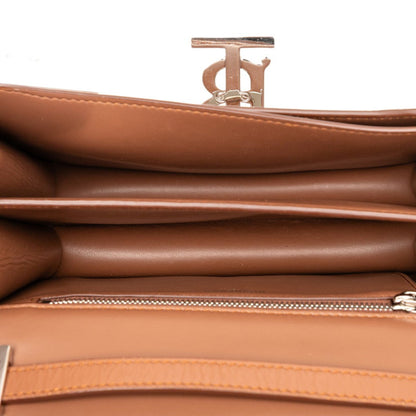 Burberry Tb Logo Shoulder Bag In Brown Leather