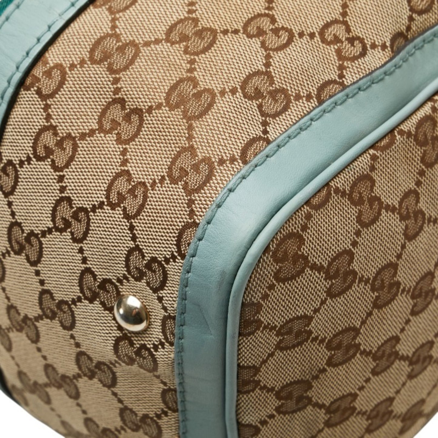 Gucci Gg Canvas Handbag/Shoulder Bag 2Way 247205 Beige Blue Leather