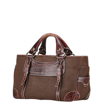 Celine Boogie Bag Handbag Brown Canvas Leather