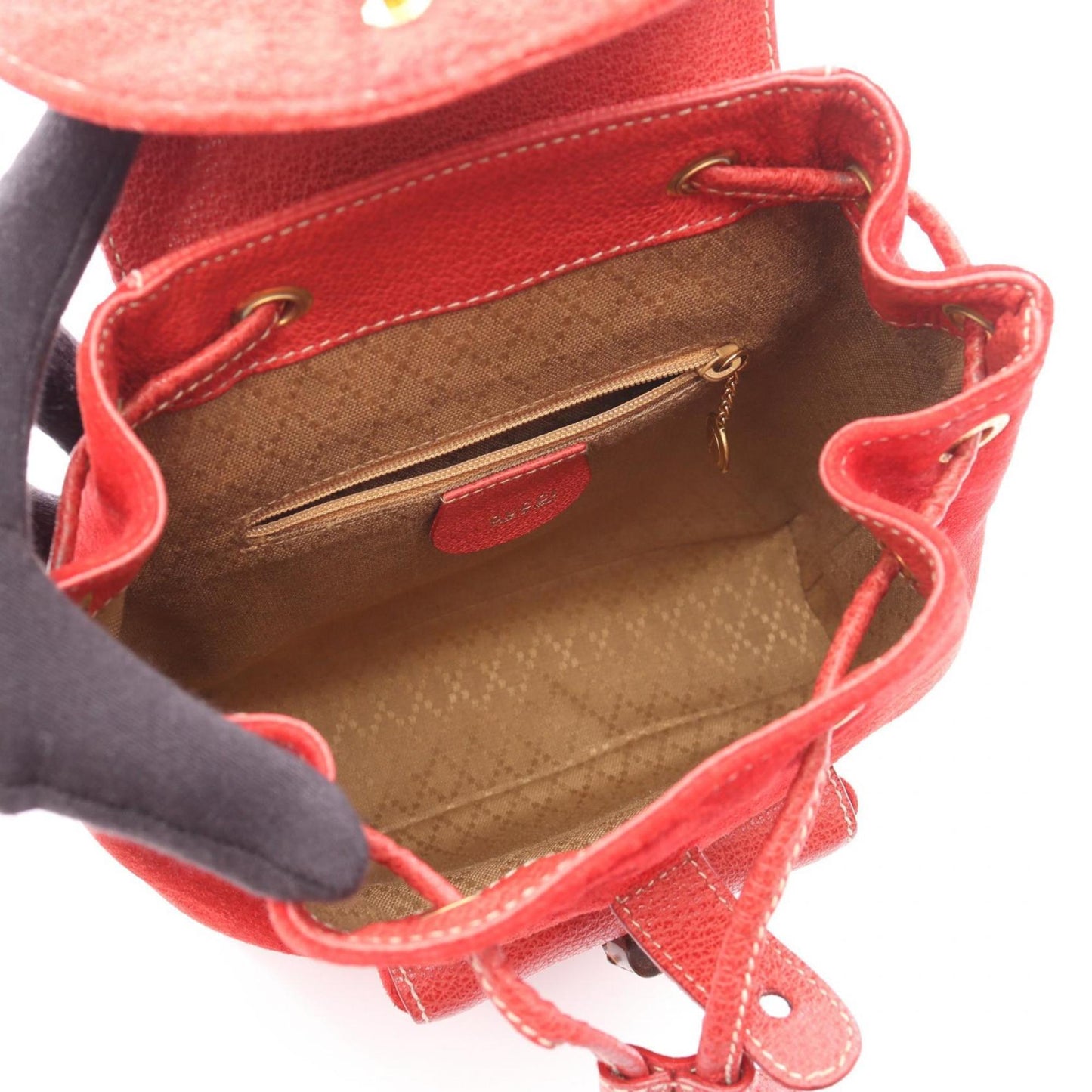 Gucci Bamboo Backpack Bag In Suede And Leather