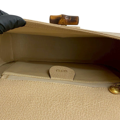 Gucci Old Gucci Bamboo Turnlock Leather Shoulder Bag/Pochette Beige 96-10