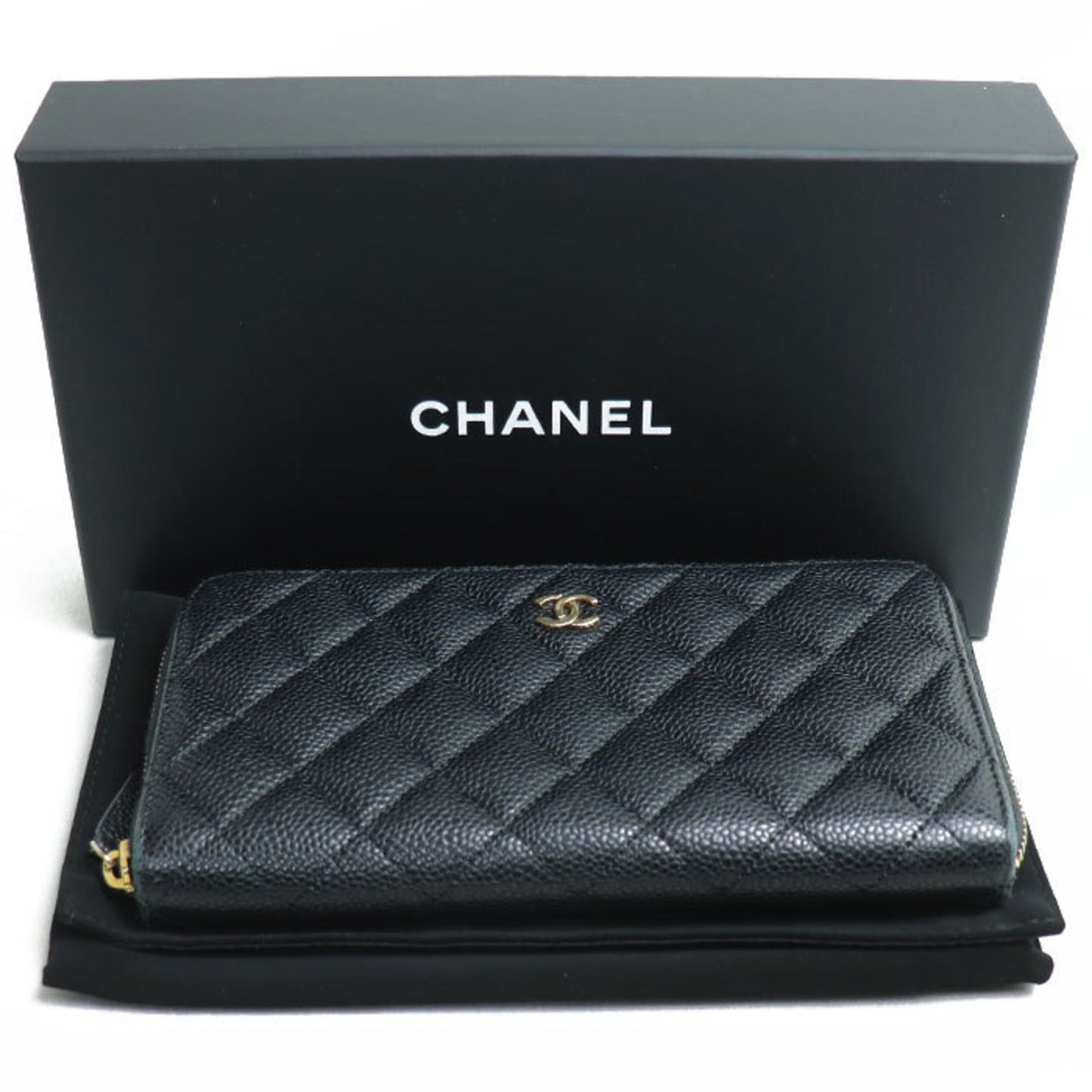 Chanel Classic Long Zip Wallet Round Black A50097