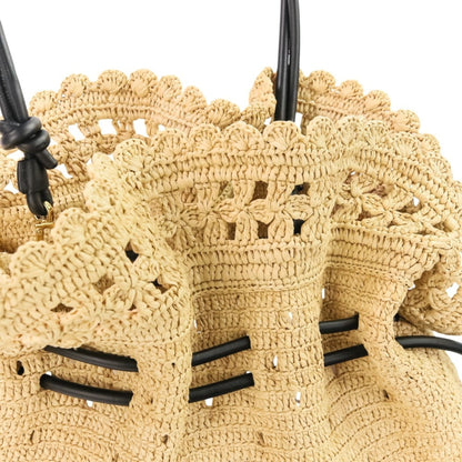 Loewe Raffia Flamenco Clutch Medium 2-Way Tote/Shoulder Bag In Natural Black