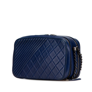 Chanel Boy Chanel Chain Shoulder Bag Camera Navy Lambskin