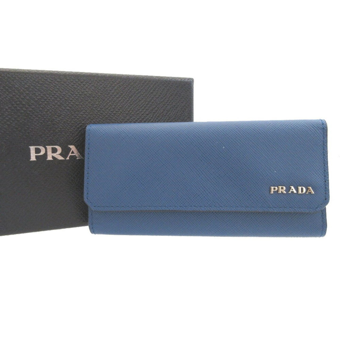 Like New Prada 2M0223 Saffiano Leather Blue 6-Ring Key Case 1310Prada