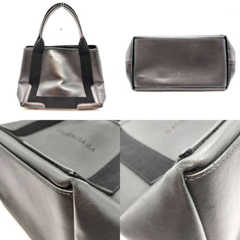 Balenciaga Navy Cabas S Size Black Leather Handbag Tote Bag Punching 339933