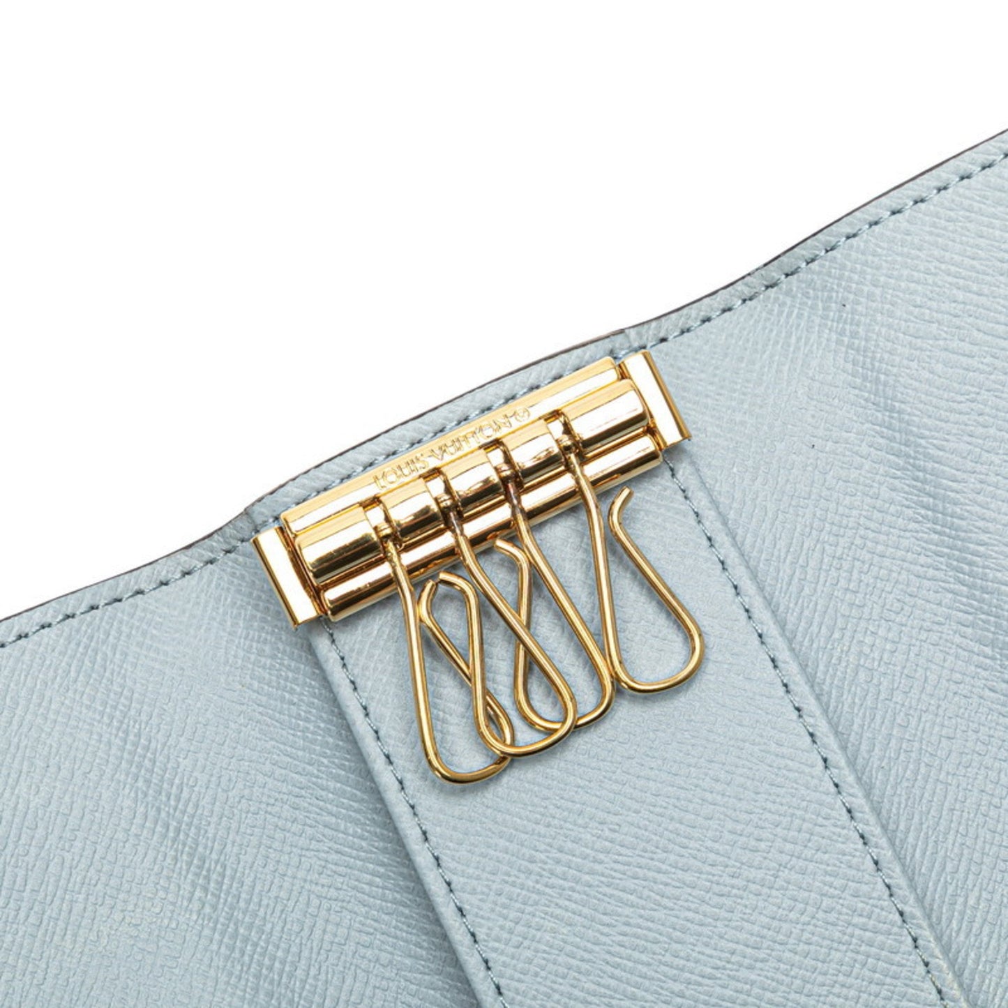 Louis Vuitton Monogram Multicle 4 Key Case Ring M82923 Brown Light Blue Pvc Leather