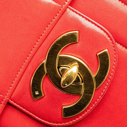 Chanel Mademoiselle Coco Mark Chain Shoulder Bag Handbag Red Lambskin