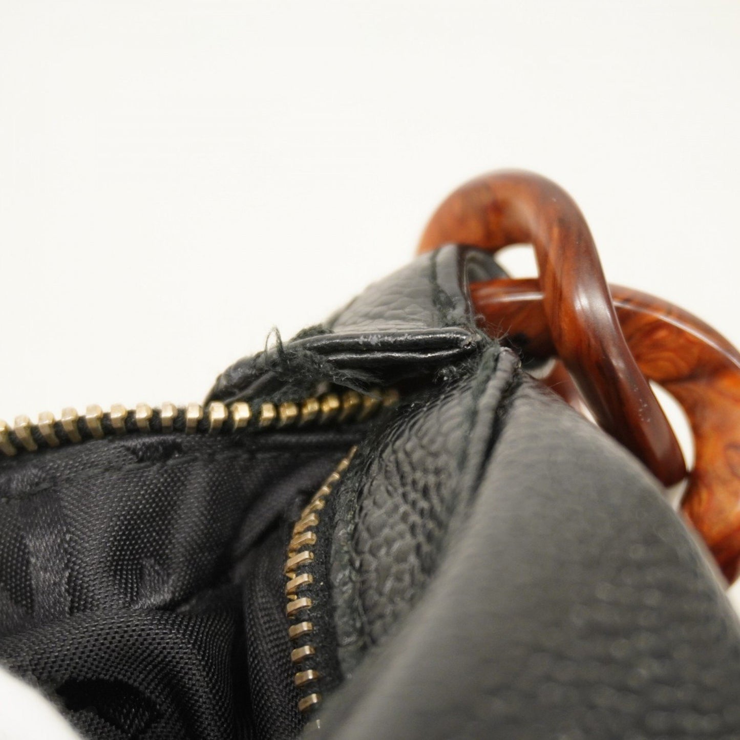 Chanel Shoulder Bag Caviar Skin Black Champagne