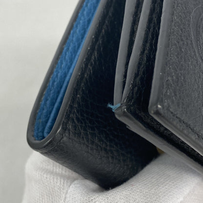 Gucci Tri-Fold Wallet Leather Black Blue