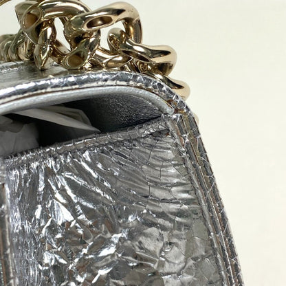 Christian Dior Small Flap Bag Bag Chain Shoulder Shoulder Bag Silver Goldhardware