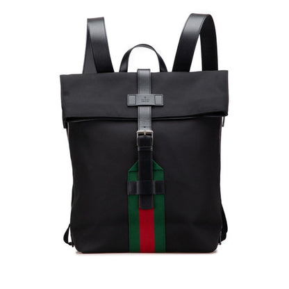 Gucci Sherry Line Backpack 619749 Black Nylon Leather